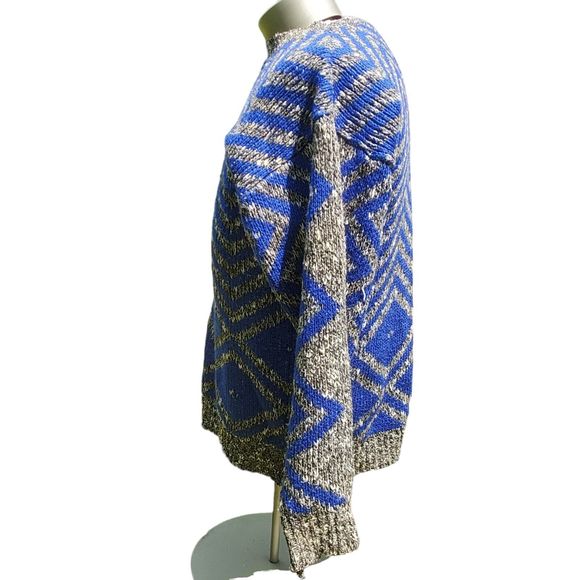 Vintage DD Sloane Grandpa Sweater Cosby Pullover Ed Bassmaster Blue Gray Men's M - Picture 4 of 12